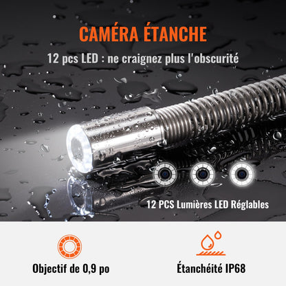 Avloppskamera Rörinspektionskamera med 512 Hz-sond 22,9 cm 720p-skärm 50,3 m