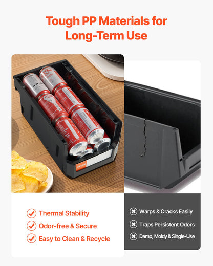 Plastic Stackable Storage Bins, 37.7 x 21.5 x 18 cm (12 Pack), Plastic Containers for Organizing & Storage Bins for Garage, Small Parts, Office Supplies, Other Accessories, Black & Transparent