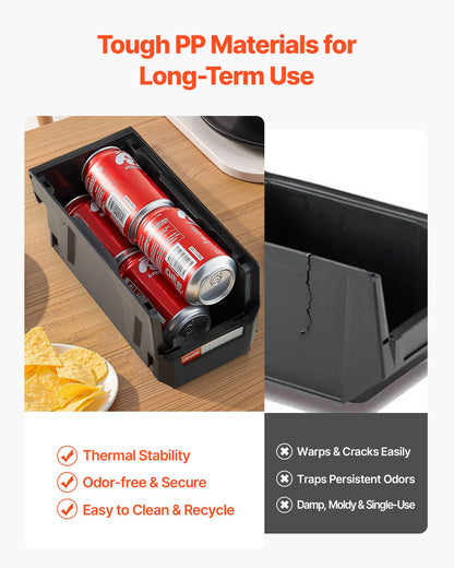 Plastic Stackable Storage Bins, 27.6 x 14 x 13 cm (8 Pack), Plastic Containers for Organizing and Storage Bins for Closet, Garage, Small Parts, Office Supplies and Other Accessories, Black