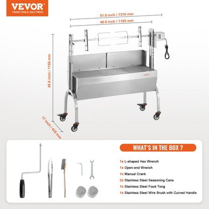 Rostspette Rotisserie BBQ Grill Gris Lamm Kyckling Stekgryta 52W 89,8 kg