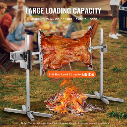 116.8 cm Electric BBQ Rotisserie Grill Kit Stainless Steel Grill 59.9 kg Pig Lamb