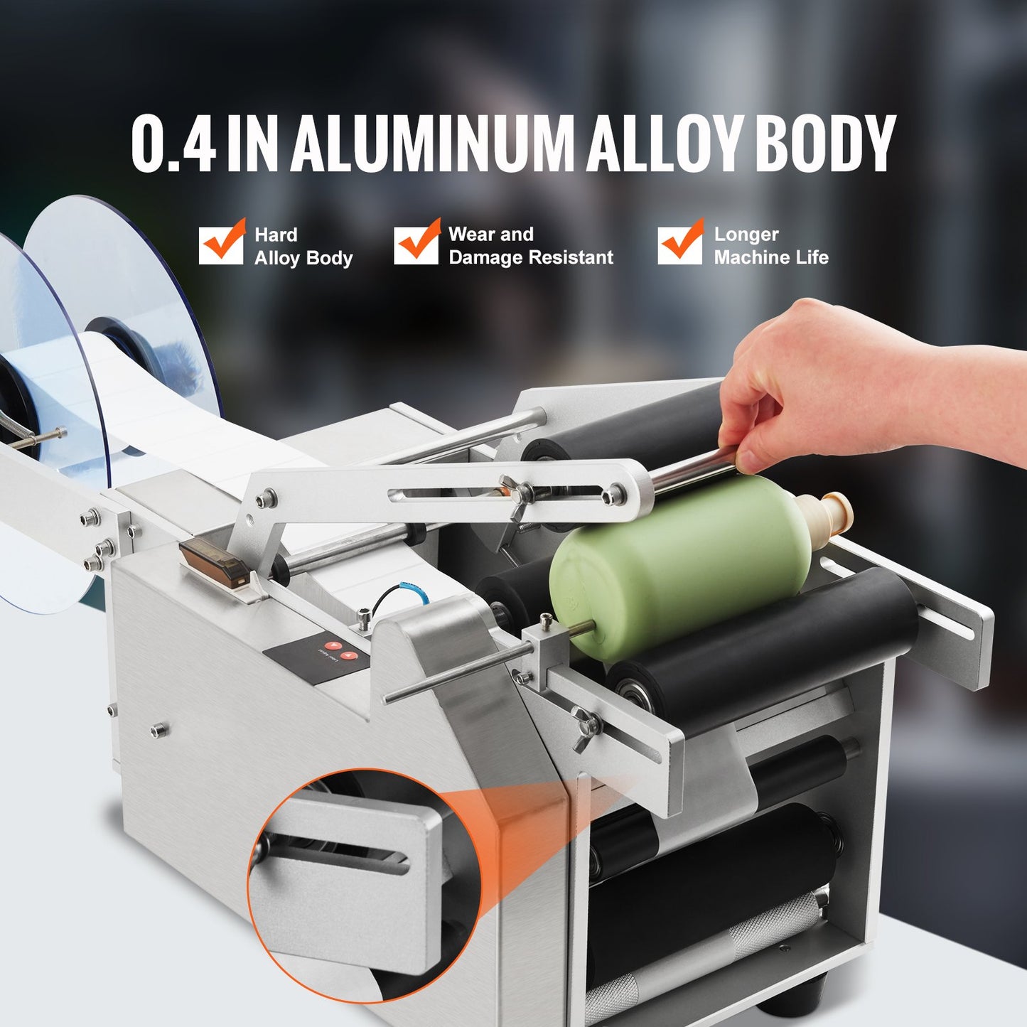 Semi-Automatic Round Labeling Machine, 20-50pcs/min, Electric Bottle Label Applicator for Round Bottles, Round Bottle Labeler Suitable for Bottle Diameter 2-12 cm (with Pressing Bar)