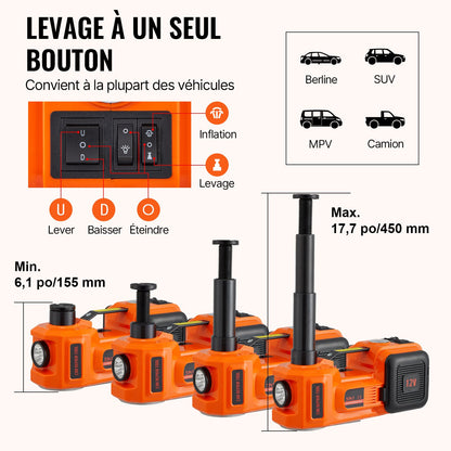 Elektrisk hydraulisk domkraft för bilgolv 5 ton 12V med slagnyckelpump
