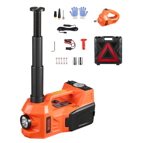 Electric Car Jack, 5 Tons /11000 lbs, Electric Scissor Jack with Built-In Inflator, 12V Tire Change Replacement with Electric Impact Wrench & LED Light, Portable Jack kit for Sedan, SUV, Truck