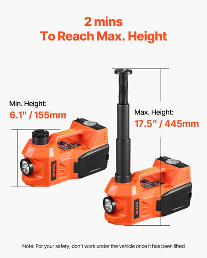 Electric Car Jack, 5 Tons /11000 lbs, Electric Scissor Jack with Built-In Inflator, 12V Tire Change Replacement with Electric Impact Wrench & LED Light, Portable Jack kit for Sedan, SUV, Truck