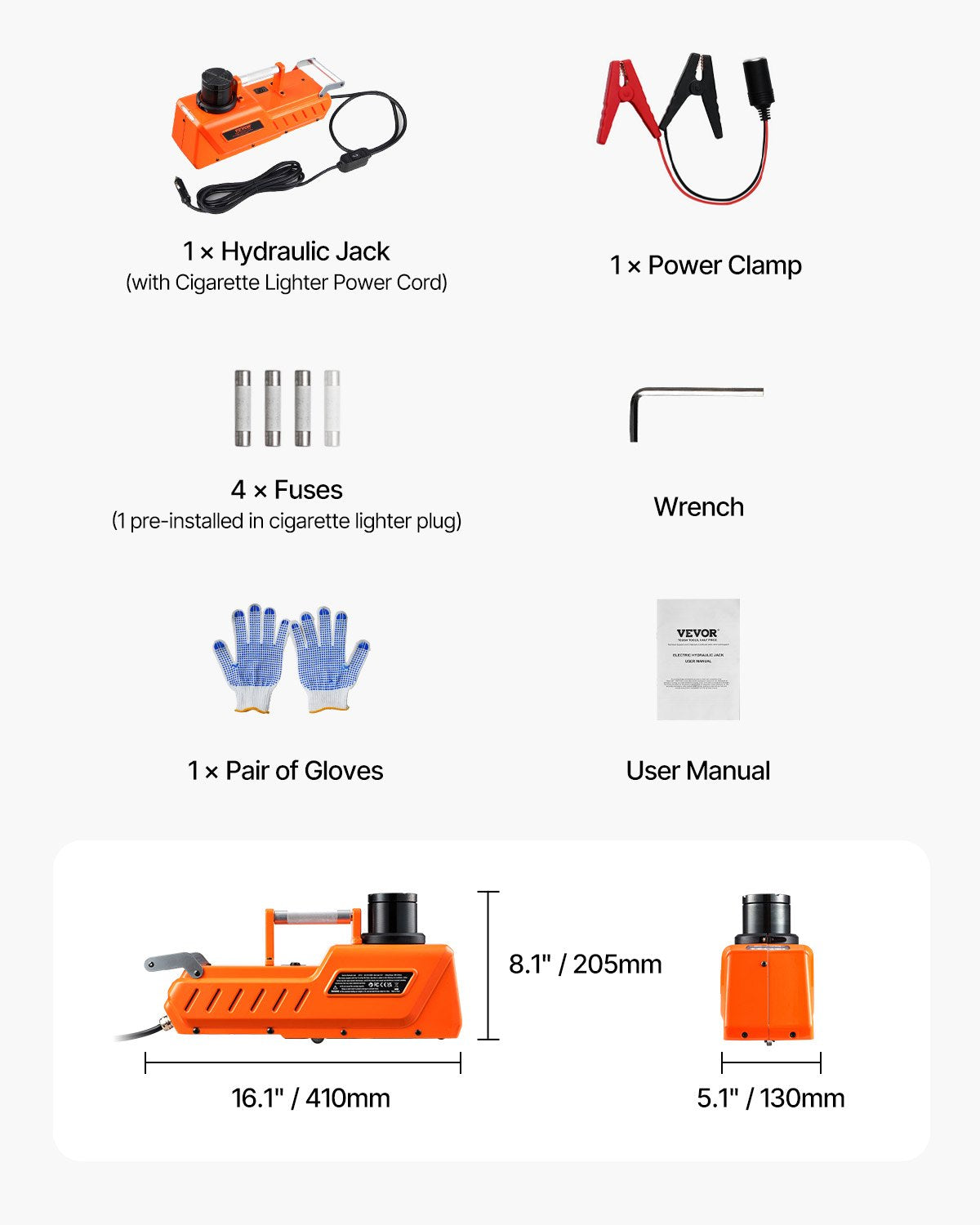 Electric Car Jack, 15 Tons /33000 lbs, Adjustable Hydraulic Jack Lift with High Load Capacity, 12V Dual-Powered Tire Change Replacement with LED Light, Portable Jack kit for Sedan, SUV, Truck