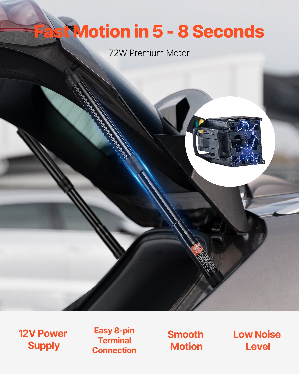 Bakre vänster och höger baklucka, kompatibel med 2010-2023 VW Sharan (7N, 7N1, 7N2), elektrisk baklucka, dämpare för baklucka, ersätt OE# 7N0827851E 7N0827851G (2 st)