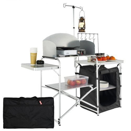 Camping Kitchen Table Folding Portable Cook Table 1 Cupboard & Windscreen