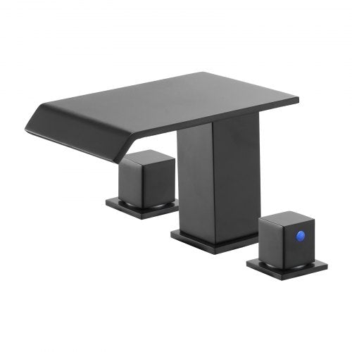 Romersk badkarsblandare, 3-håls badkarsblandare med vattenfall, badkarsblandareset med 2 handtag, romerska badkarsblandare för däckmontering för husdjurstvätt, babyvård, vuxenbad, mattsvart, rostfritt stål