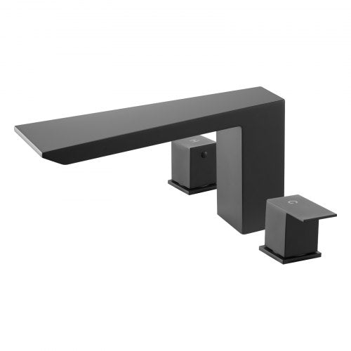 Romersk badkarsblandare, badkarsblandare med 2 handtag, romersk badkarsblandare med vattenfall för husdjurstvätt, babyvård, vuxenbad, mattsvart, rostfritt stål, badkarsblandare med 3 hål med vattenfall