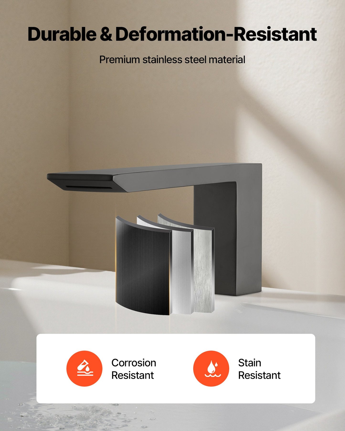 Romersk badkarsblandare, badkarsblandare med 2 handtag, romersk badkarsblandare med vattenfall för husdjurstvätt, babyvård, vuxenbad, mattsvart, rostfritt stål, badkarsblandare med 3 hål med vattenfall