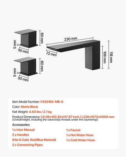 Romersk badkarsblandare, badkarsblandare med 2 handtag, romersk badkarsblandare med vattenfall för husdjurstvätt, babyvård, vuxenbad, mattsvart, rostfritt stål, badkarsblandare med 3 hål med vattenfall