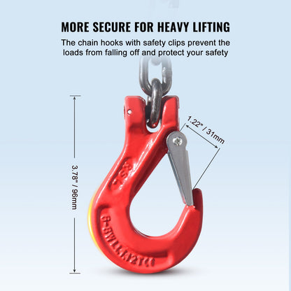Chain Sling, 1/4 inch x 5 ft Lifting Chains with Hooks, G80 Engine Chain Hoist Lifts, 6600 lbs/3 Ton Lifting Sling Chains for Engine Hoist, Engine Lift Chain with 4 Leg Grab Hooks and Adjusters
