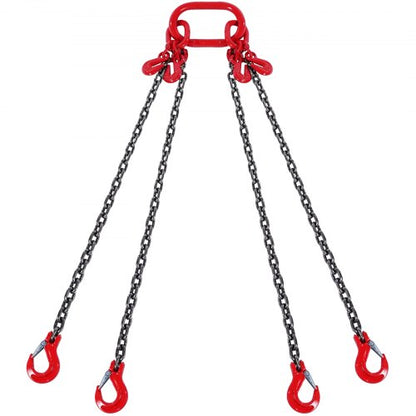 Chain Sling, 5/16 inch x 10 ft Lifting Chains with Hooks, G80 Engine Chain Hoist Lifts, 11000 lbs/5 Ton Lifting Sling Chains for Engine Hoist, Engine Lift Chain with 4 Leg Grab Hooks & Adjusters
