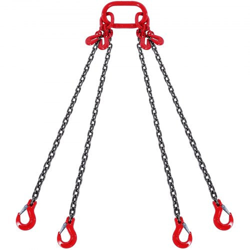 Chain Sling, 5/16 inch x 10 ft Lifting Chains with Hooks, G80 Engine Chain Hoist Lifts, 11000 lbs/5 Ton Lifting Sling Chains for Engine Hoist, Engine Lift Chain with 4 Leg Grab Hooks & Adjusters