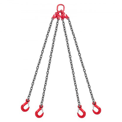 Chain Sling, 10mm x 3 m Lifting Chains with 4 Leg Grab Hooks, Heavy Duty G80 Alloy Steel Lifting Sling, 10.4 Ton Capacity, Adjustable Engine Chain Hoist Lifts for Cargo Security Towing