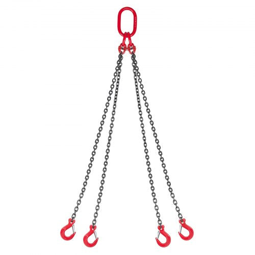 Chain Sling, 6.3mm x 1.5 m Lifting Chains with 4 Leg Grab Hooks,Heavy Duty G80 Alloy Steel Lifting Sling, 2993kg Capacity, Adjustable Engine Chain Hoist Lifts for Cargo Security Towing