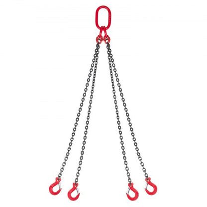 Chain Sling, 6.3mm x 1.5 m Lifting Chains with 4 Leg Grab Hooks,Heavy Duty G80 Alloy Steel Lifting Sling, 2993kg Capacity, Adjustable Engine Chain Hoist Lifts for Cargo Security Towing