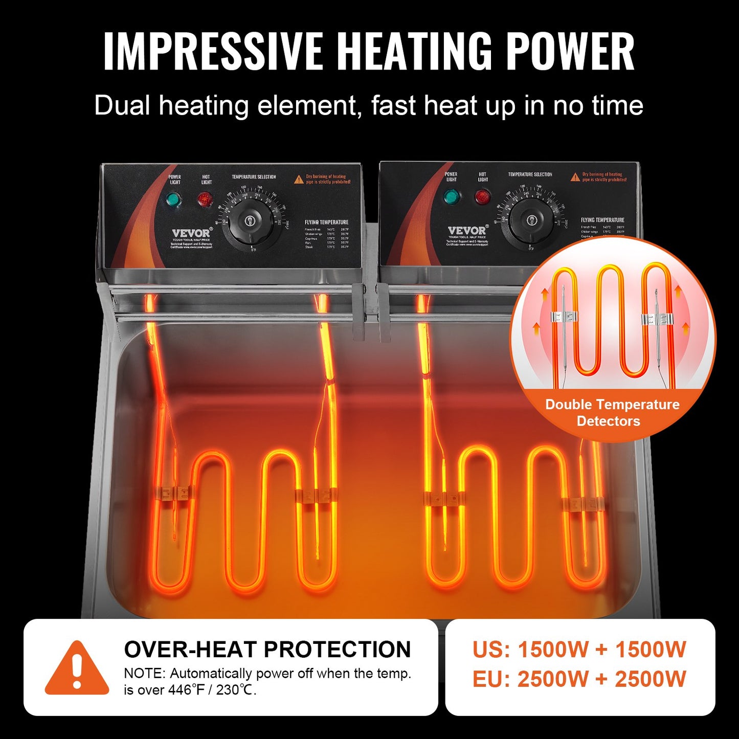 Commercial Deep Fryer, Electric Turkey Fryer with 3 Removable Baskets, Large Capacity 18Qt / 17L Stainless Steel Countertop Single Oil Fryer, for Kitchen Restaurant Use, Silver