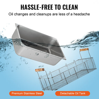 Commercial Deep Fryer, Electric Turkey Fryer with 3 Removable Baskets, Large Capacity 18Qt / 17L Stainless Steel Countertop Single Oil Fryer, for Kitchen Restaurant Use, Silver