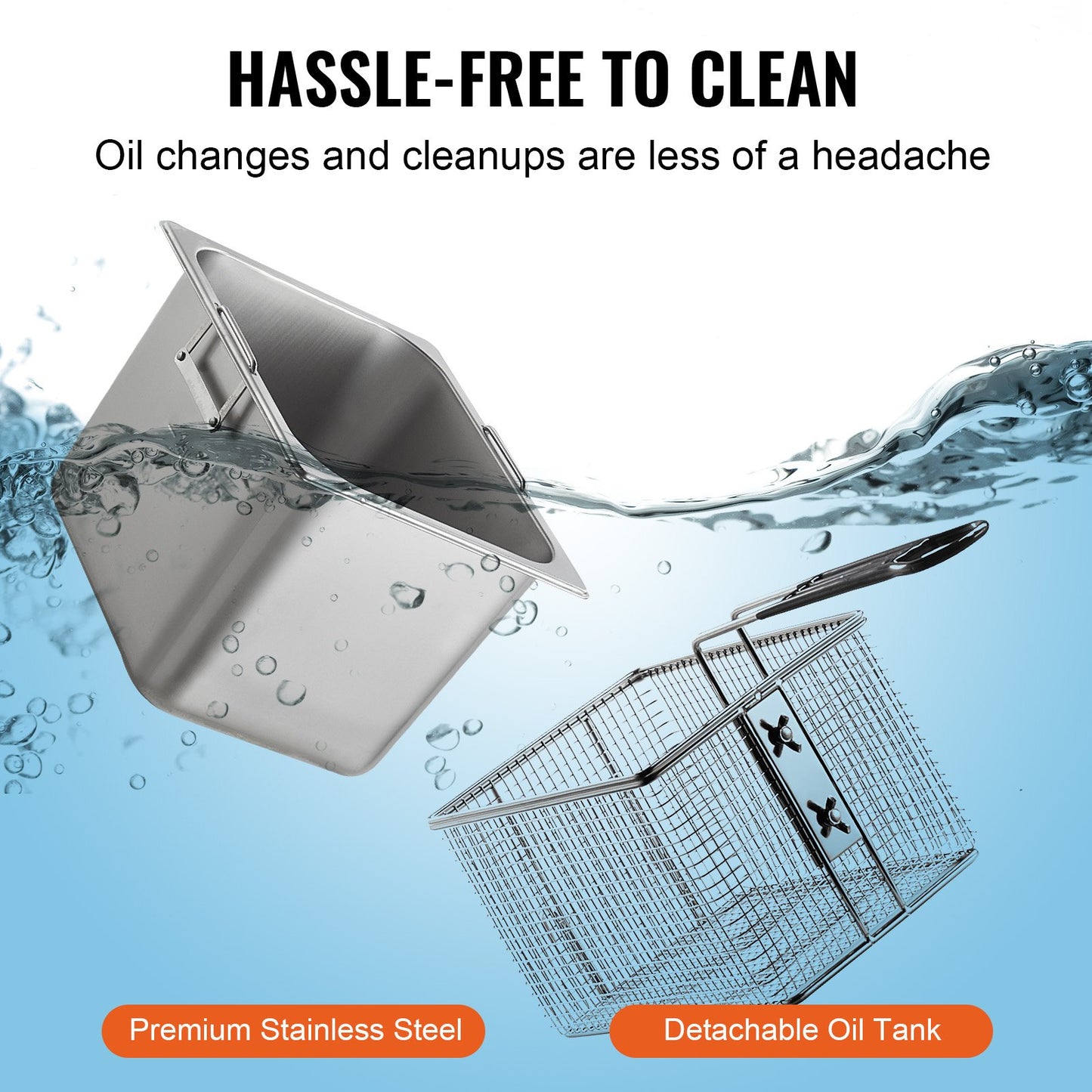 Commercial Deep Fryer, 1750W Electric Countertop Fryer with Basket & Height-Adjustable Feet, 12Qt / 11.5L Stainless Steel Single Oil Fryer, Temp Control, Overheat Protection, for Restaurant Use