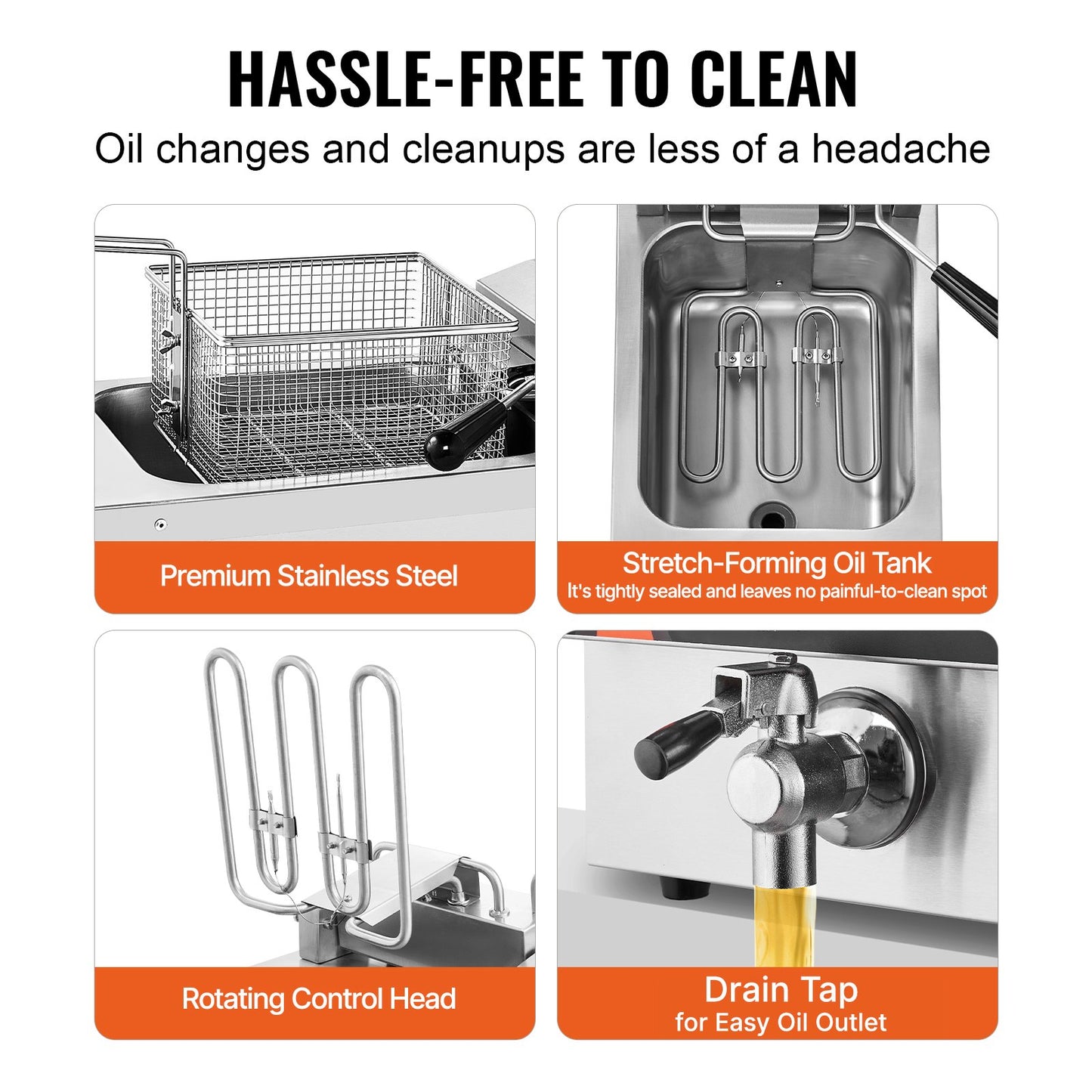 Commercial Deep Fryer, 1750W Electric Countertop Fryer with Basket, 9Qt /8.5 L Single Oil Fryer, 1mm Thickened Stainless Steel, Time & Temp Control, for Kitchen Restaurant Use, Silver