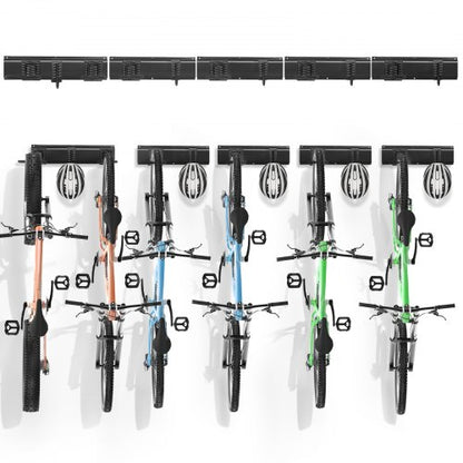Bike Storage Rack, 6 Bike Racks and 5 Helmets Hooks, Wall Mount Bike Storage Hanger, Home & Garage Organizer, Customizable for Various Bike Sizes, Adjustable Holder, Holds Up to 300 lbs, 85-inch