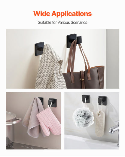 Matte Black Bathroom Hardware Set, 5 Pieces Bathroom Accessories Set, Stainless Steel 16 inch Towel Bar, Towel Rack, 2 Robe Towel Hooks, Toilet Paper Holder for Bath Room, Wall Mounted