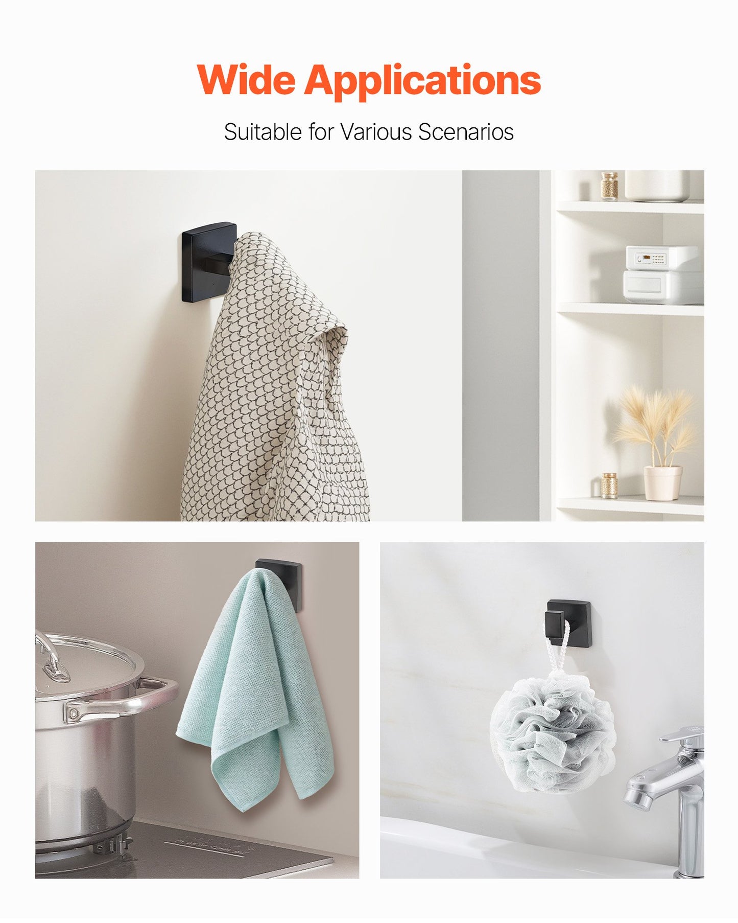 Mattsvart badrumsset, 4 delar badrumstillbehörsset i rostfritt stål, 24-tums handdukshängare, handduksring, badrockskrok, toalettpappershållare, för badrum, väggmonterad