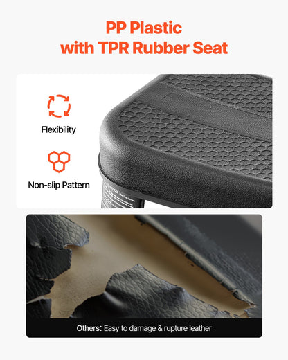 Mechanic Stool, 300 lbs Capacity Garage Seat/Work Stool with Wheels, 360° Swivel Rolling Workshop Stool with Tool Tray and Screwdriver Rack, Heavy-Duty, for Garage, Shop & Auto Repair, Black