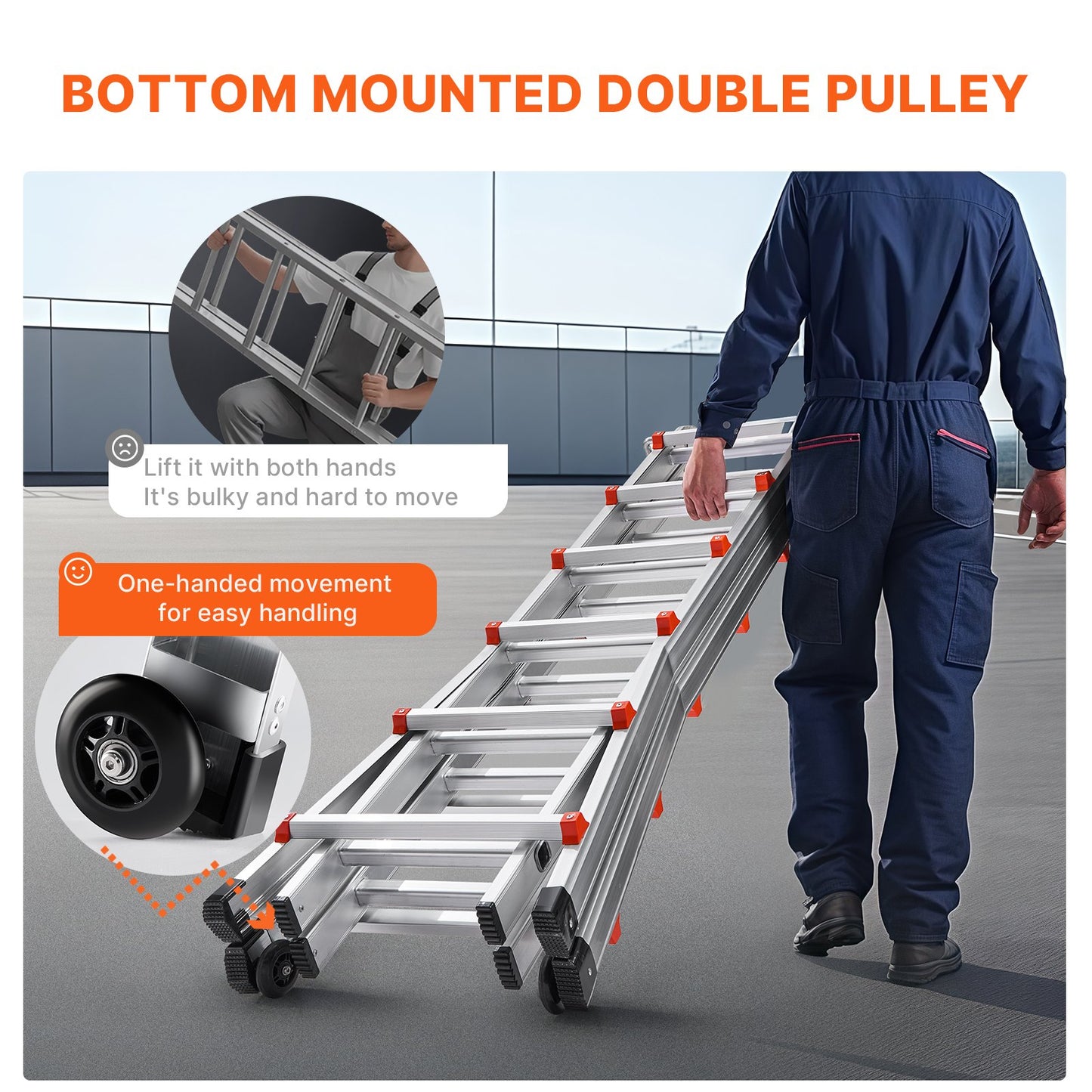 Teleskopstege A-ram, 20,5 fot kompakt förlängningsstege i aluminium, multifunktionell bärbar hopfällbar husbilsstege, teleskopstege för läxtrappor inomhus utomhus tak, 330 lb belastning