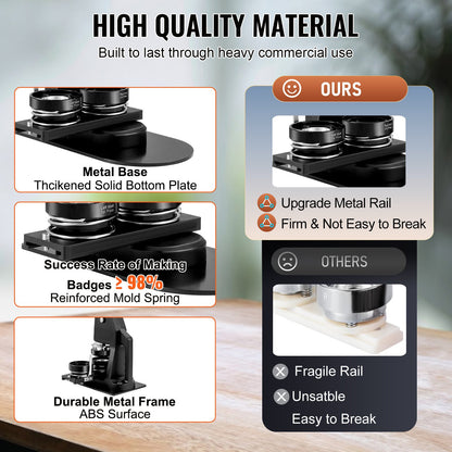 Button Maker Machine, Multiple Sizes 1+2.25 Inch Badge Punch Press Kit, Children DIY Gifts Pin Maker, Button Making Supplies with 500pcs Button Parts & Circle Cutter & Magic Book