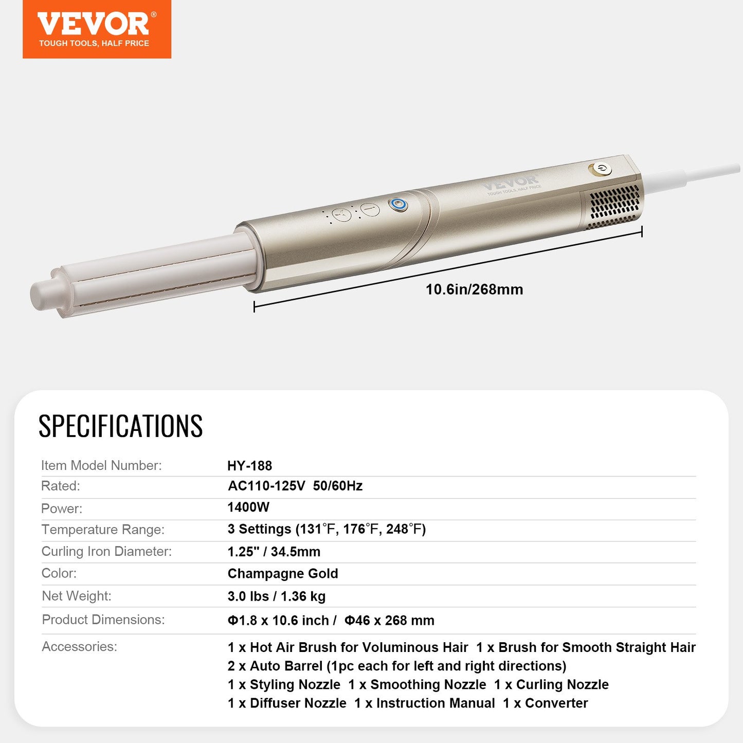 8 in 1 Curling Iron, Ceramic 1.25-Inch Curling Wand Set with 2 Barrels, 2 Brushes, 4 Nozzles for Dry/Straight/Curls/Voluminous, Hair Curling Iron for Long, Medium, Short Hair, for All Hair Types