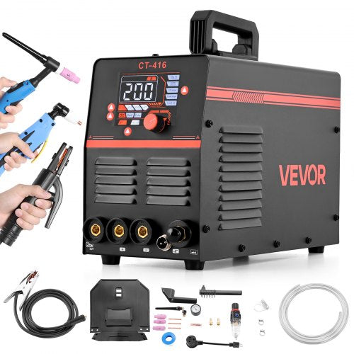 3-in-1 Plasma Cutter Welder Combo - CUT/TIG/MMA, 50A Plasma Cutting Machine & 200A TIG Stick Welder, LED Digital Display with 2T/4T/PA/PT Function for Home Repairs, Workshops, 220V