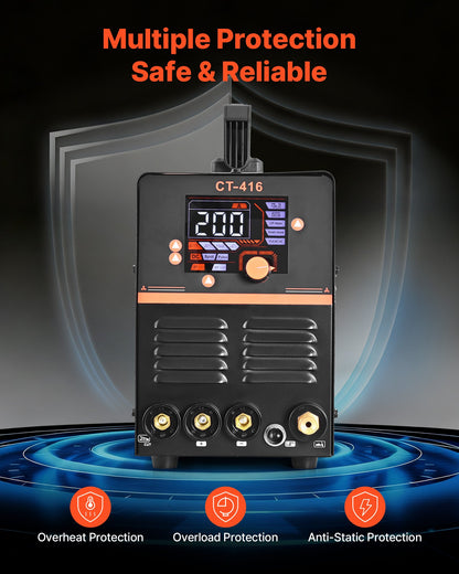 3-in-1 Plasma Cutter Welder Combo - CUT/TIG/MMA, 50A Plasma Cutting Machine & 200A TIG Stick Welder, LED Digital Display with 2T/4T/PA/PT Function for Home Repairs, Workshops, 220V