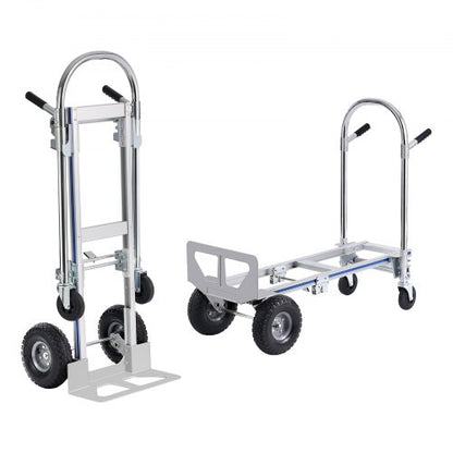 Aluminum Hand Truck, 2 in 1, 362.9 kg Load Capacity, Heavy Duty Industrial Convertible Folding Hand Truck and Dolly, Utility Cart Converts from Hand Truck to Platform Cart with Rubber Wheels