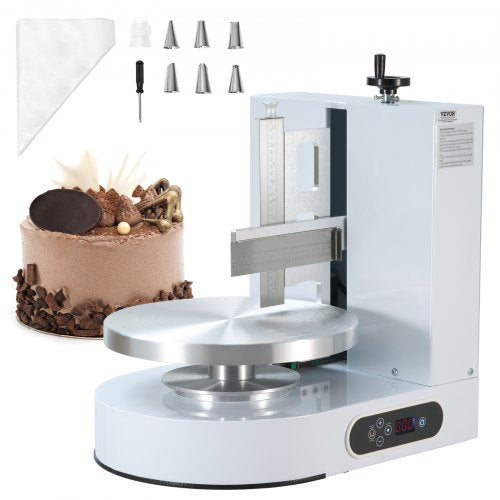 Cake Decorating Machine, Cake Cream Spreading Coating Smearing Machine, Low Noise Cake Frosting Machine, Turntable with Adjustable Scraper, for 4" to 12" Cake, 25-320RPM Rotating Speed, White