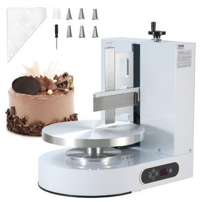 Cake Decorating Machine, Cake Cream Spreading Coating Smearing Machine, Low Noise Cake Frosting Machine, Turntable with Adjustable Scraper, for 4" to 12" Cake, 25-320RPM Rotating Speed, White