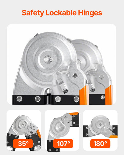 Hopfällbar stege för flera ändamål, 7-i-1 hög förlängningsstege, teleskopstege med A-ram och 3 steg med ställningsplanka, kraftig stege med räckvidd 12 fot, 136 kg kapacitet för hemmabruk och utomhusbruk