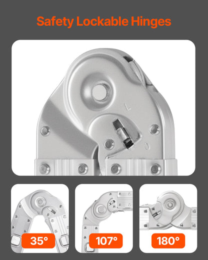 Hopfällbar stege för flera ändamål, 7-i-1 hög förlängningsstege, teleskopstege med A-ram och 4 steg, justerbar stege med räckvidd på 15,5 fot, 15,5 fot, kapacitet 330 lbs för hemmabruk och utomhusbruk