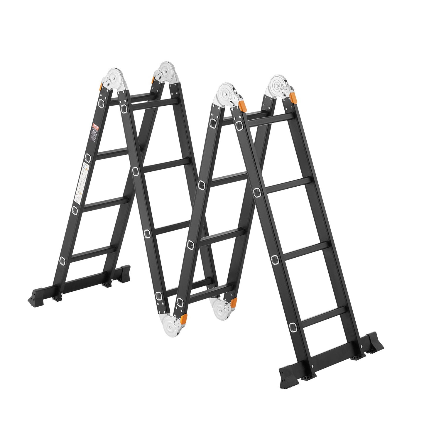 Multi-Purpose Folding Ladder, 7-in-1 Tall Extension Step Ladder, A Frame 4 Step with Scaffolding Plank Telescoping Ladder, 15.5ft Reach Height Heavy Duty , 330 lbs Capacity for Home Outdoor