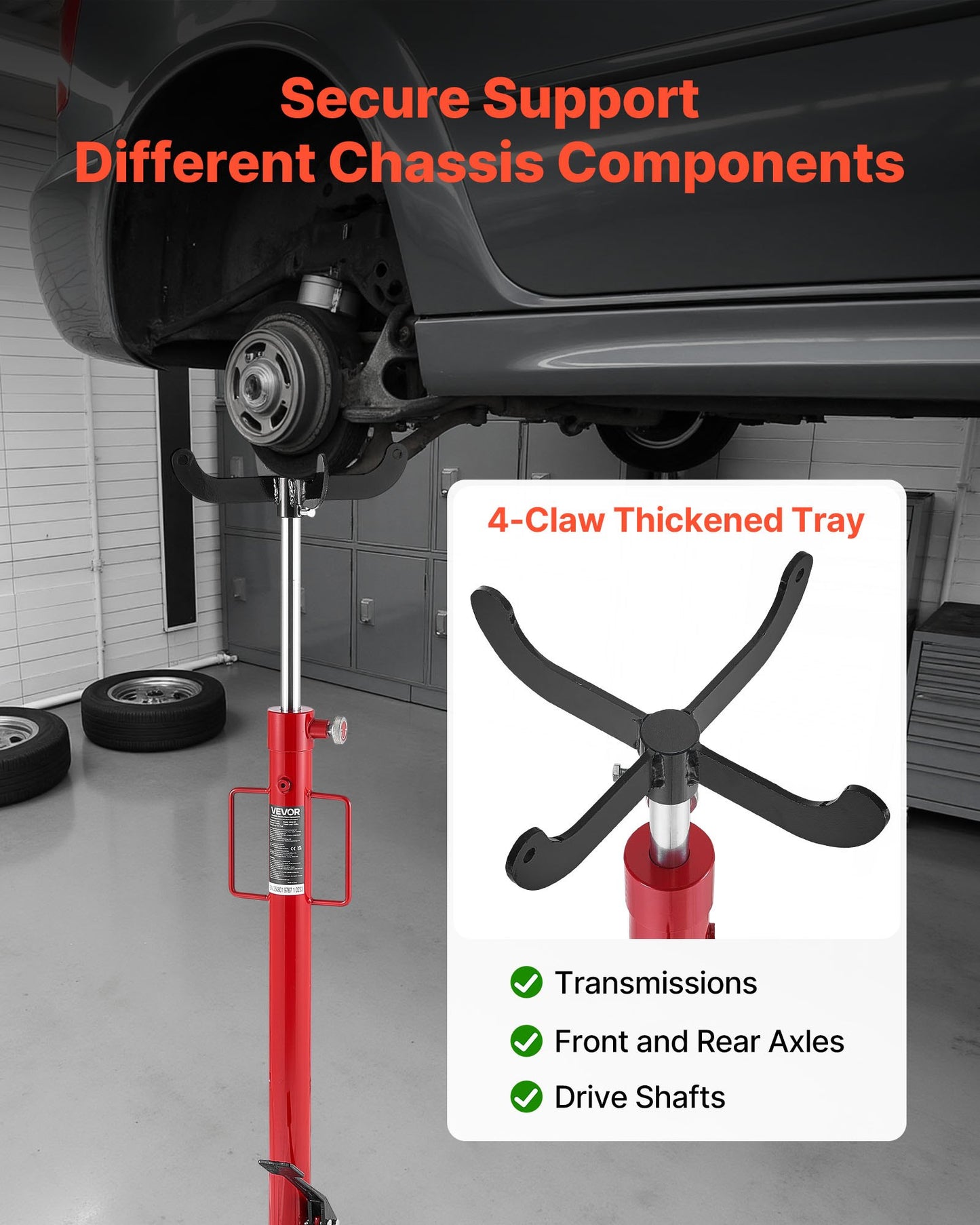 Hydraulisk domkraft, 1100 lbs / 0,5 ton lyftkapacitet Teleskopisk domkraft med fotpedal, 360° svängbart hjul, 112-187 cm hög lyfthöjd, lyftanordning för garage/verkstad