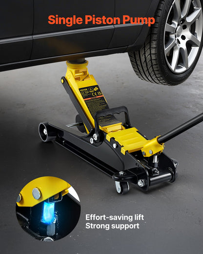 Floor Jack, 2.5 Ton Low Profile Floor Jack, Heavy-duty Steel Racing Floor Jack With Single Piston Lift Pump, Floor Jack Lifting Range 85 mm-380 mm