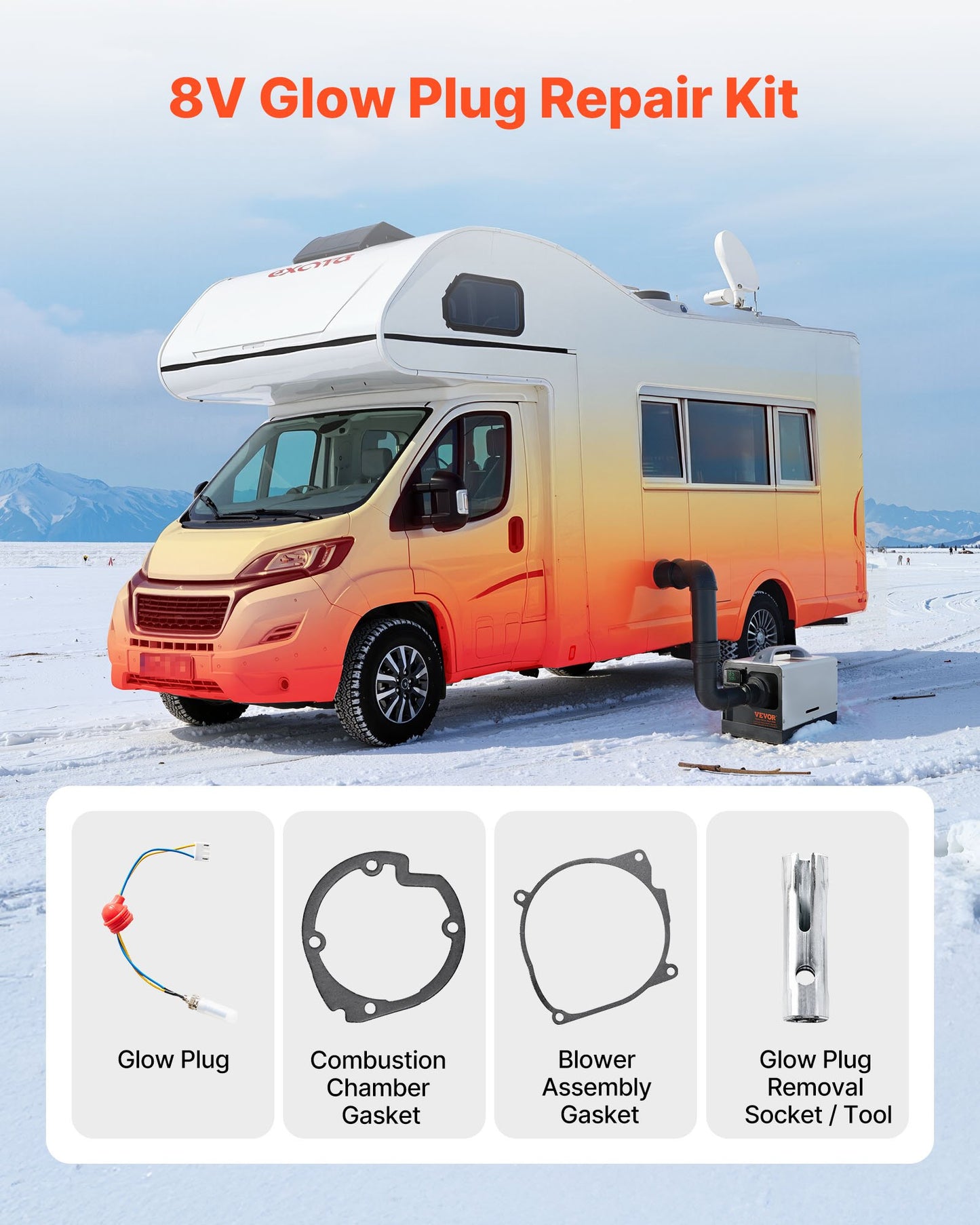 8V Glow Plug Repair Kit, Parking Diesel Heater Glow Ignition Plug Kit with Atomization Mesh, Compatible with 2KW 5KW 8KW Diesel Air Heater Models, Diesels Heaters Accessories for Car Truck Boat