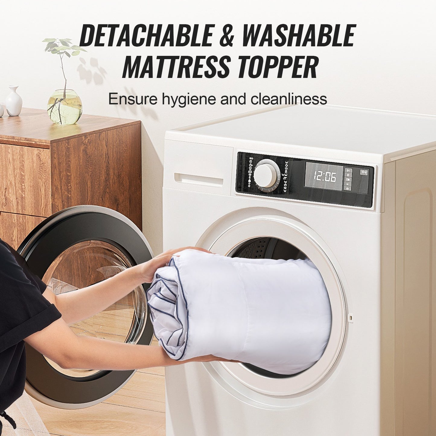 Mattress Topper Premium Memory Foam Fiber Fill Queen 76.2 mm Thickness 1524x2032x76,2 mm