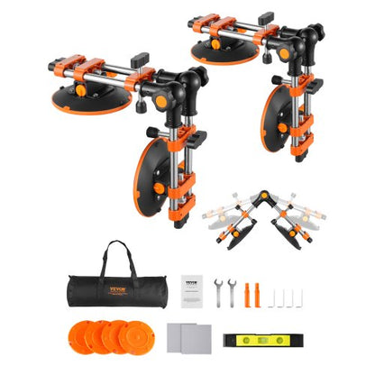 Sömlös skarvsättare, 2-pack granitskarvsättare med 6-tums vakuumsugkoppar, skarvfog för skarvfogning och utjämning, 90°-120° justerbar, bänkskivsinstallationsverktyg för kakel marmorplatta