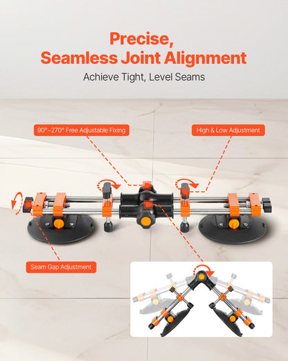 Sömlös skarvsättare, 2-pack granitskarvsättare med 6-tums vakuumsugkoppar, skarvfog för skarvfogning och utjämning, 90°-120° justerbar, bänkskivsinstallationsverktyg för kakel marmorplatta