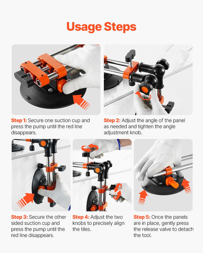 Sömlös skarvsättare, 2-pack granitskarvsättare med 6-tums vakuumsugkoppar, skarvfog för skarvfogning och utjämning, 90°-120° justerbar, bänkskivsinstallationsverktyg för kakel marmorplatta