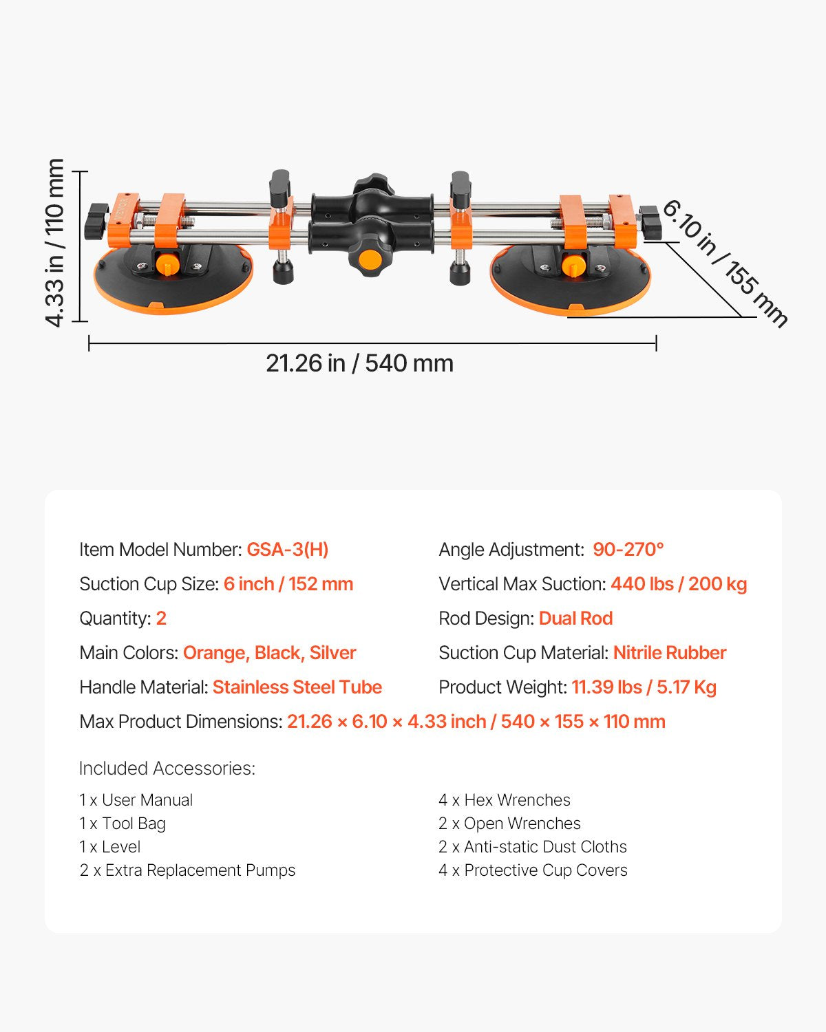 Sömlös skarvsättare, 2-pack granitskarvsättare med 6-tums vakuumsugkoppar, skarvfog för skarvfogning och utjämning, 90°-120° justerbar, bänkskivsinstallationsverktyg för kakel marmorplatta