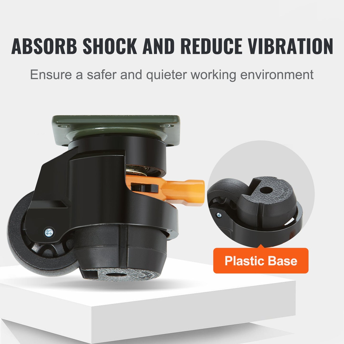 Leveling Casters, Set of 4, 499 kg Total Load Capacity, 5.1 cm, Heavy Duty with Upgraded Handle Design, 360 Degree Swivel Caster Wheels, Adjustable Casters with Feet for Workbench, Machine